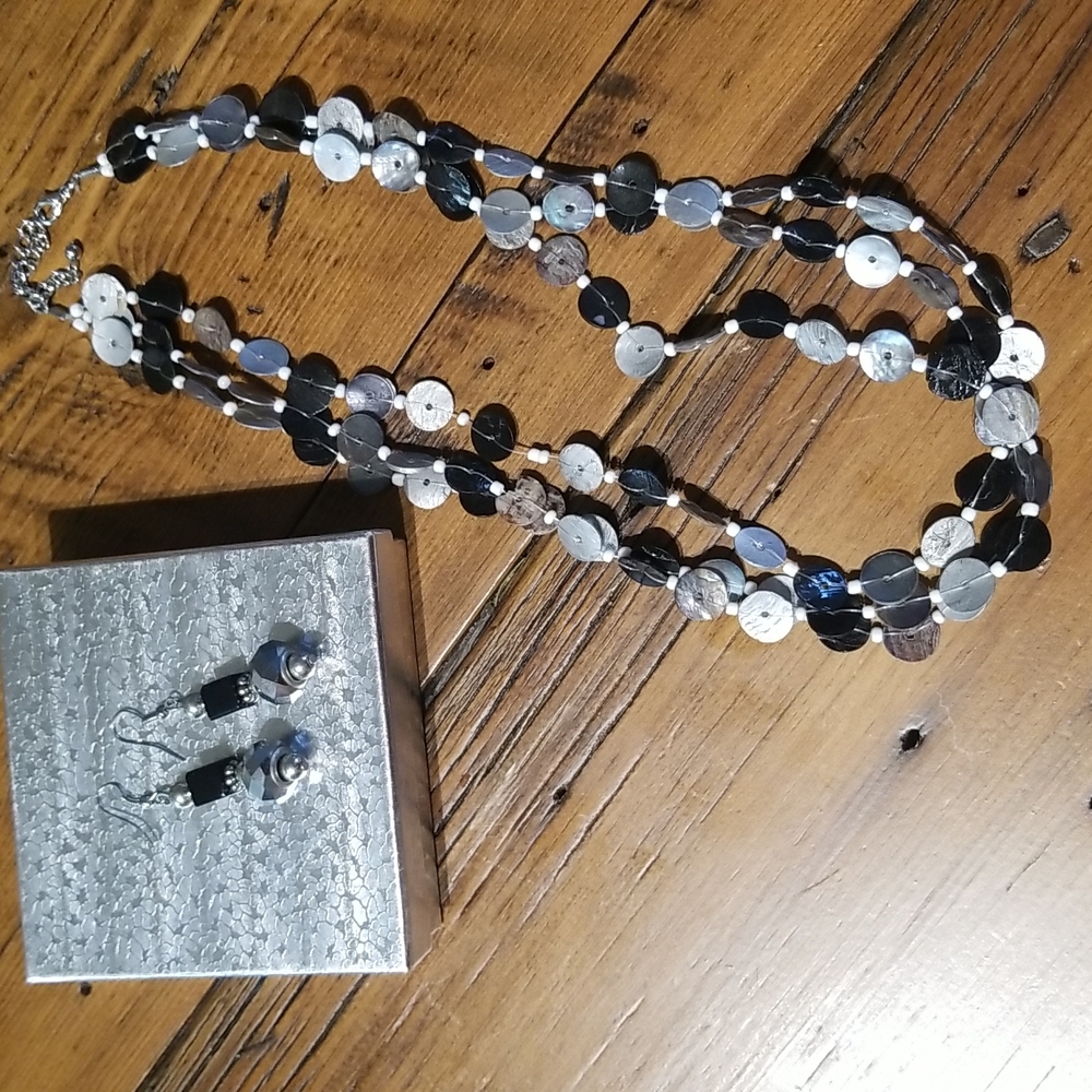 Shell necklace and earrings